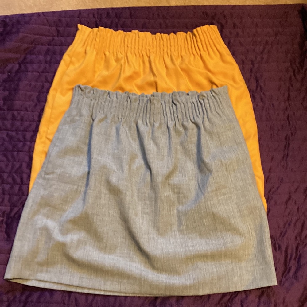 Pair of J. Crew Factory Sidewalk Skirts 1 Blue, 1 Gold